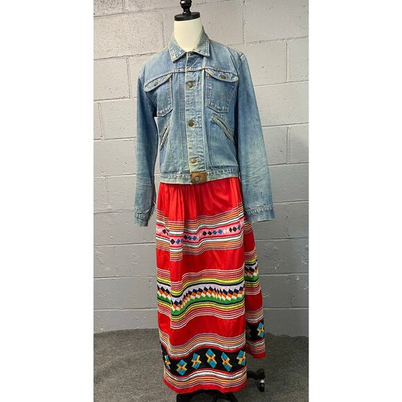 Vtg 1970s Wrangler Beaded Native American Med Wash Denim Jacket Honest Wear - Picture 12 of 16